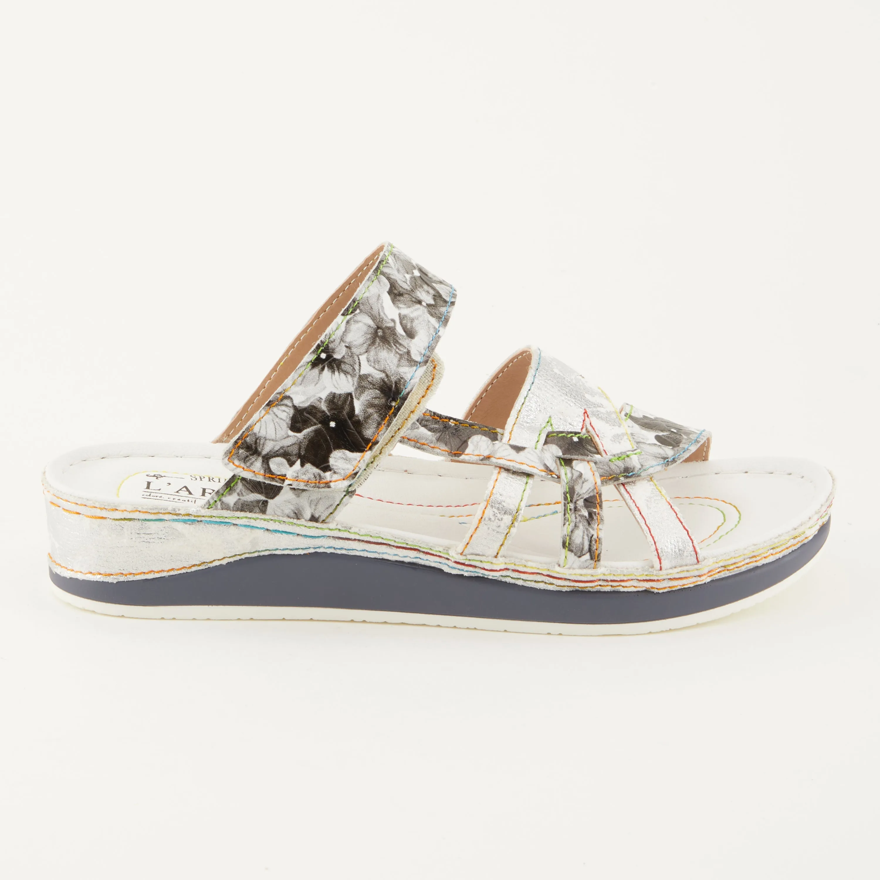 Spring Step Shoes  L'Artiste Caiman Slide Sandal Women’s Hand Painted Leather