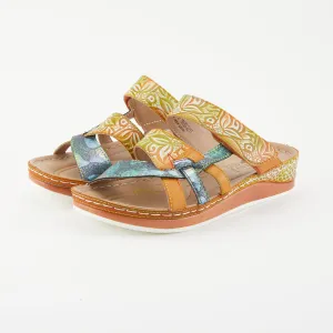 Spring Step Shoes  L'Artiste Caiman Slide Sandal Women’s Hand Painted Leather
