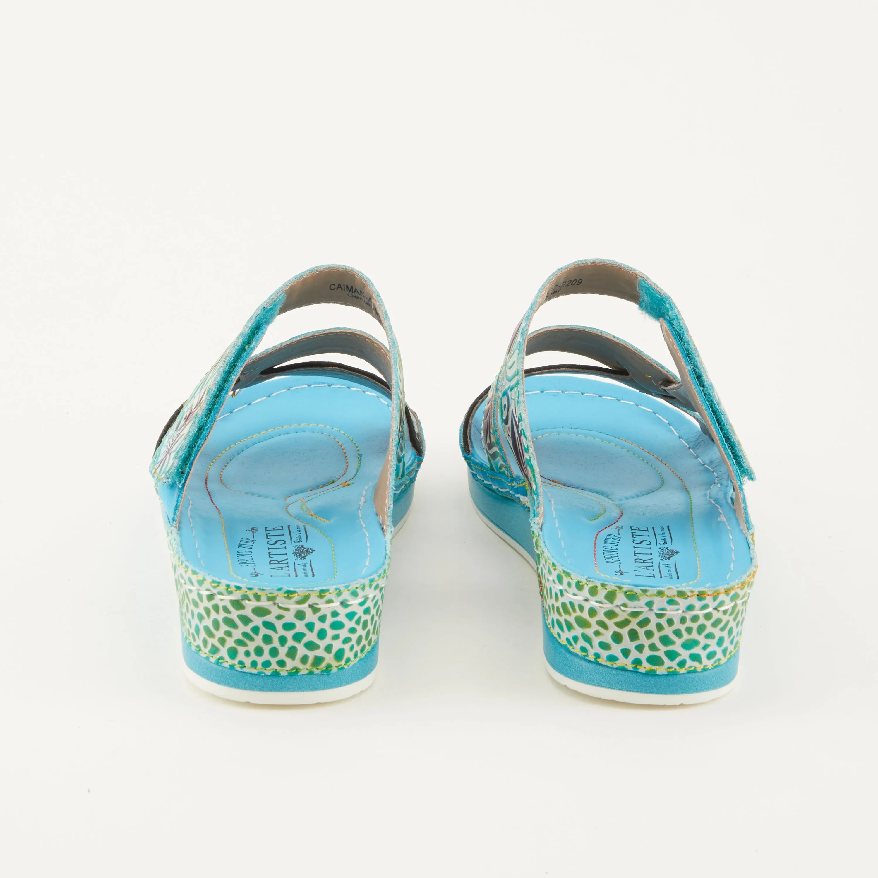 Spring Step Shoes  L'Artiste Caiman Slide Sandal Women’s Hand Painted Leather