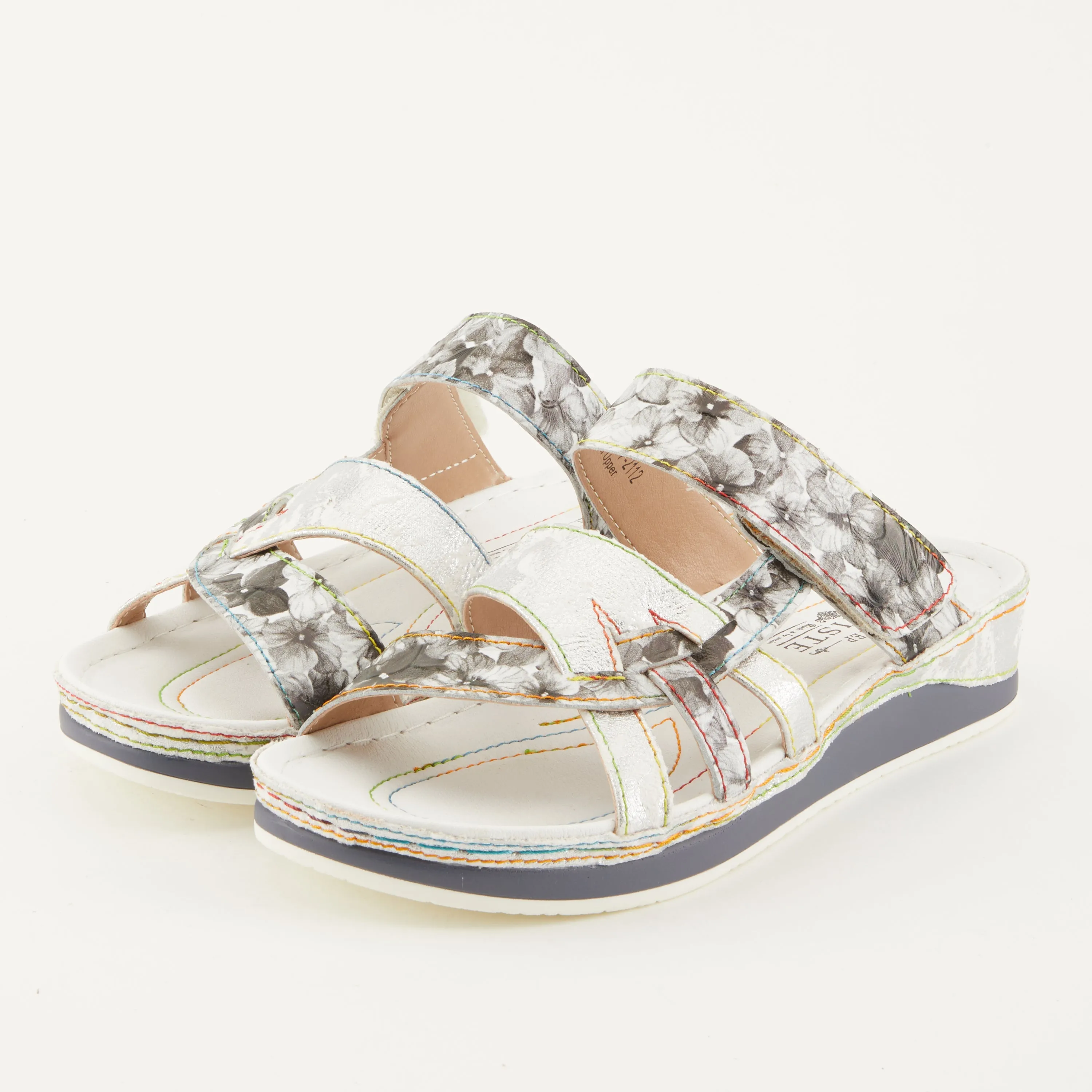 Spring Step Shoes  L'Artiste Caiman Slide Sandal Women’s Hand Painted Leather