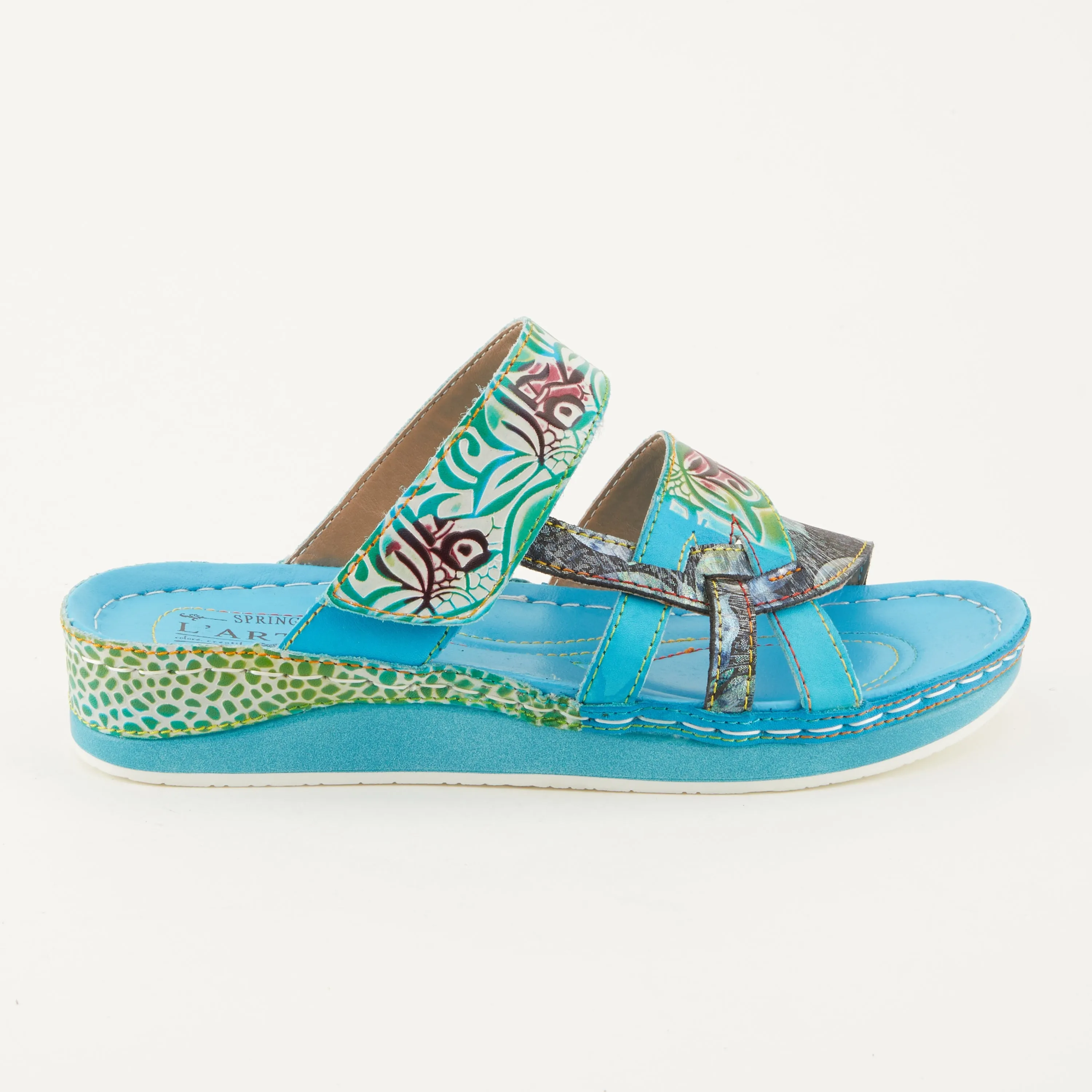 Spring Step Shoes  L'Artiste Caiman Slide Sandal Women’s Hand Painted Leather