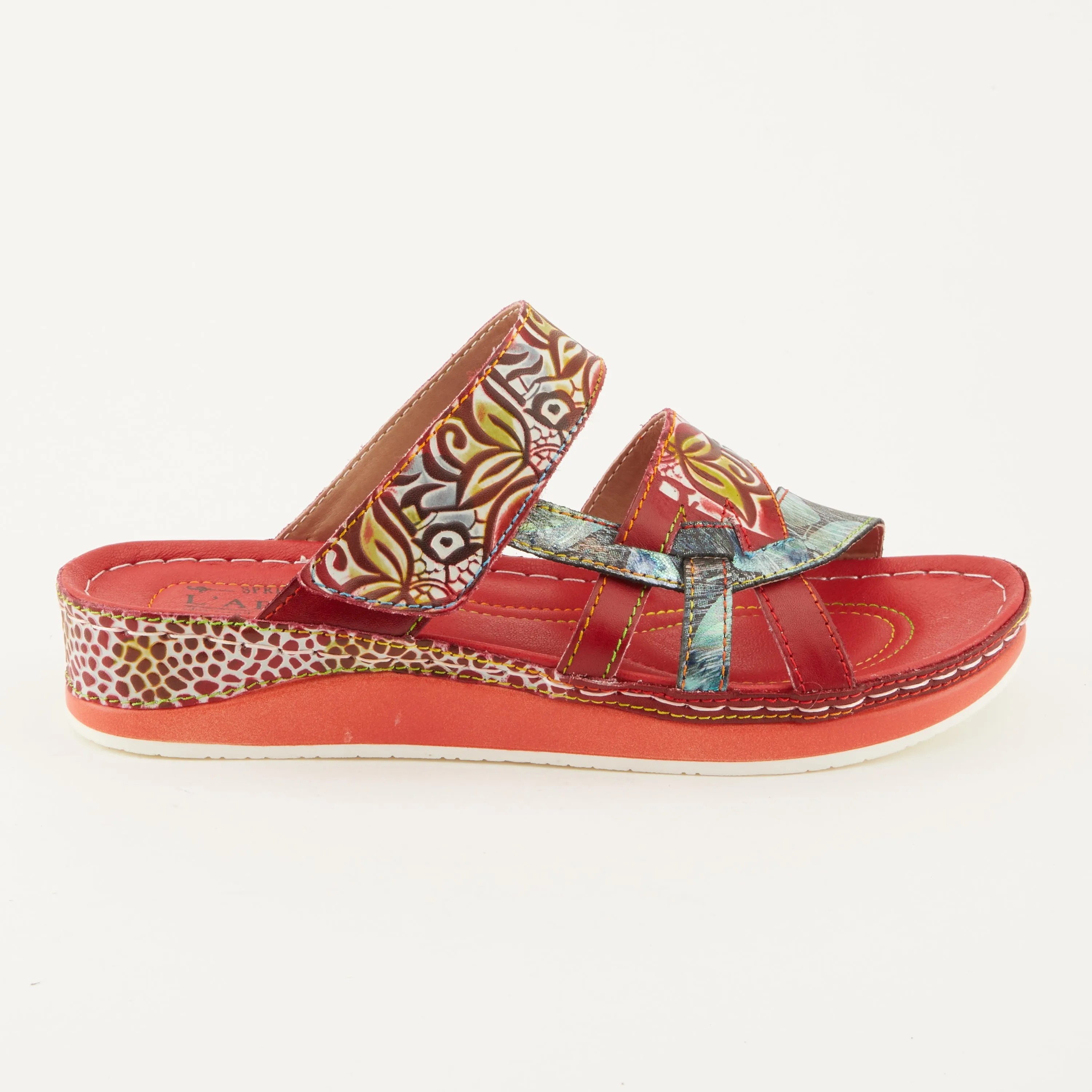 Spring Step Shoes  L'Artiste Caiman Slide Sandal Women’s Hand Painted Leather