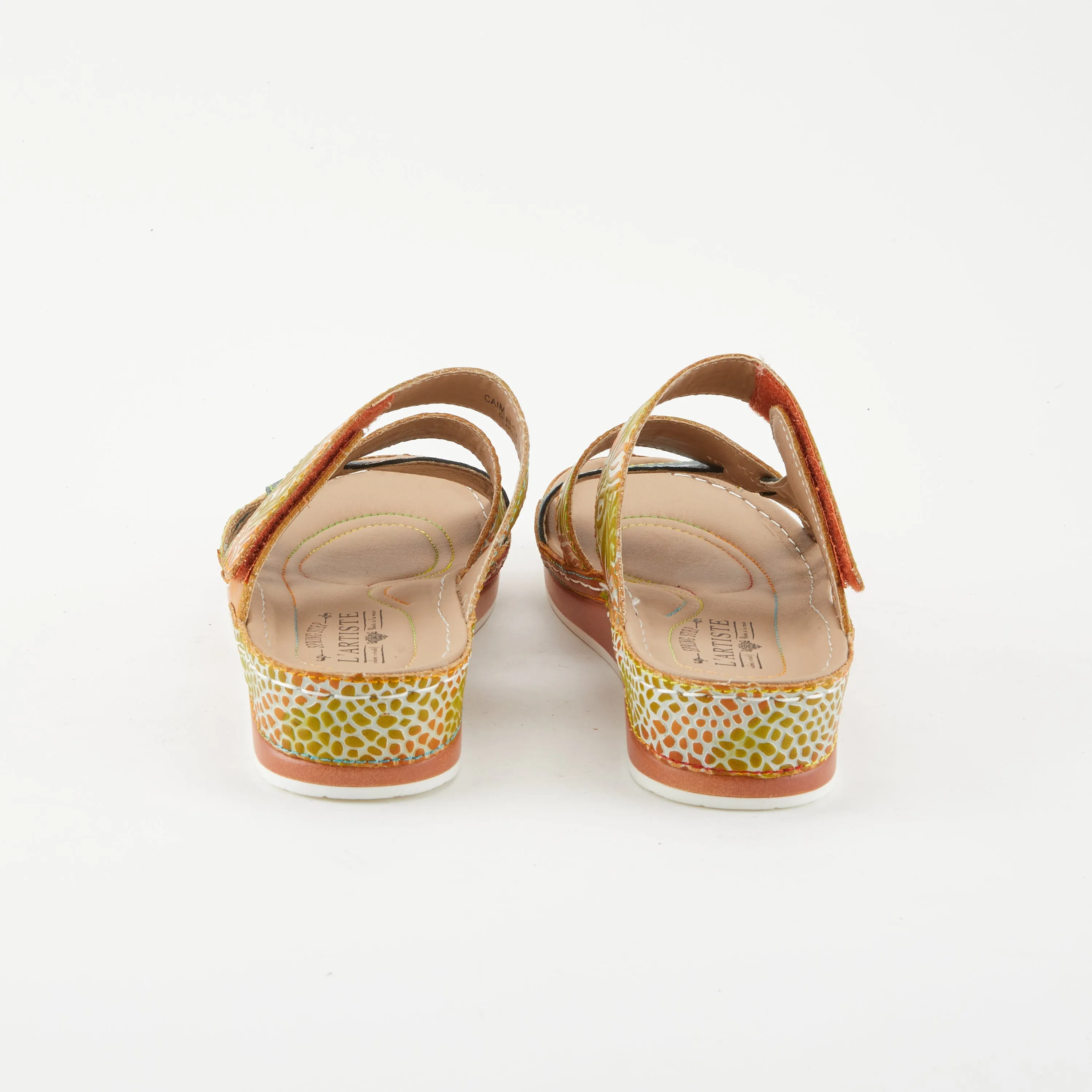 Spring Step Shoes  L'Artiste Caiman Slide Sandal Women’s Hand Painted Leather