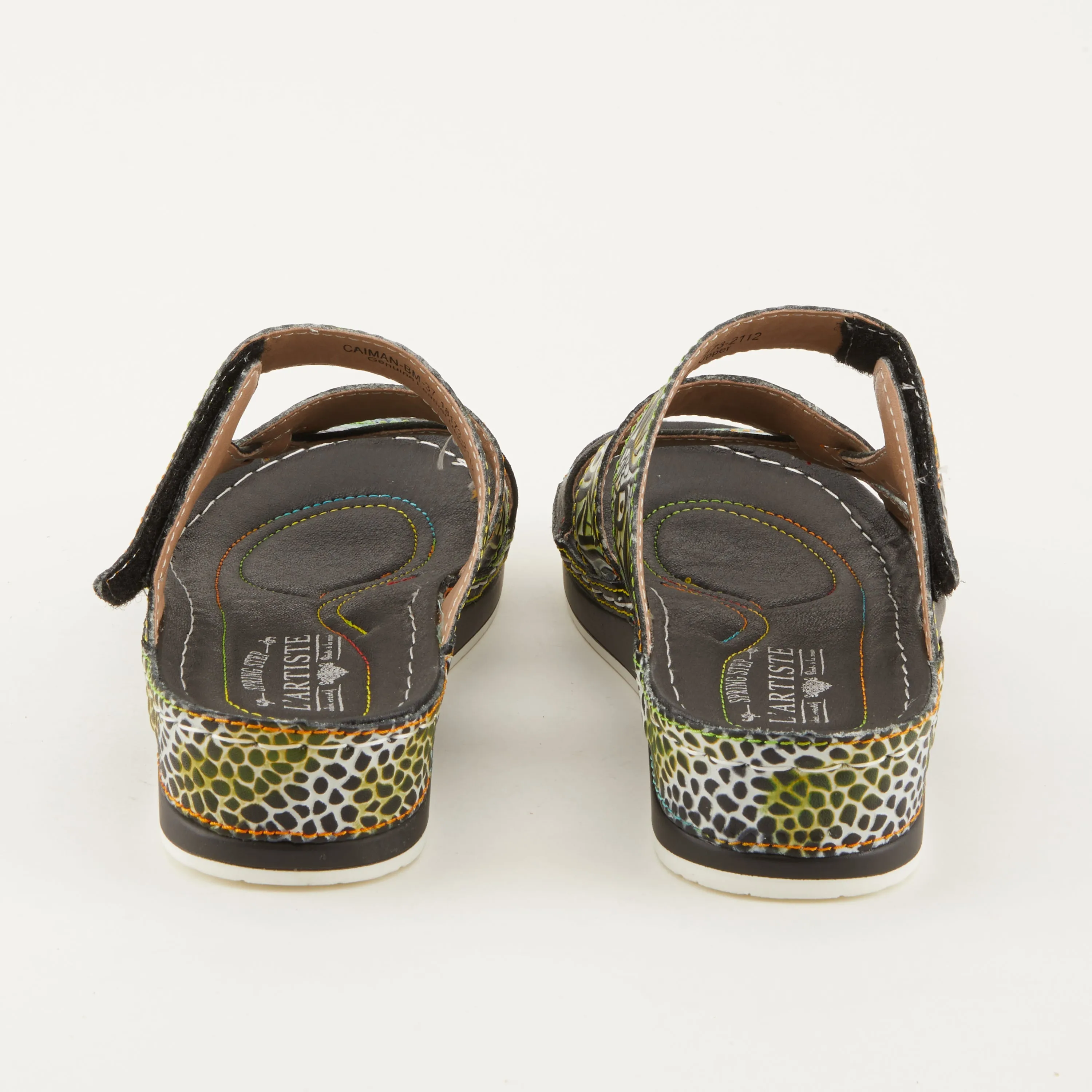 Spring Step Shoes  L'Artiste Caiman Slide Sandal Women’s Hand Painted Leather