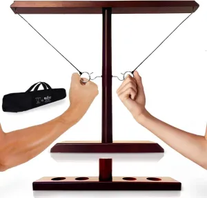 SWOOC Games - Battle Hooks XL Hook and Ring Game with Ladder - 20 Second Set Up - Hook and Ring Toss Game for Adults - Wooden Ring Hook Tossing Game - Tabletop Ring Hook Game