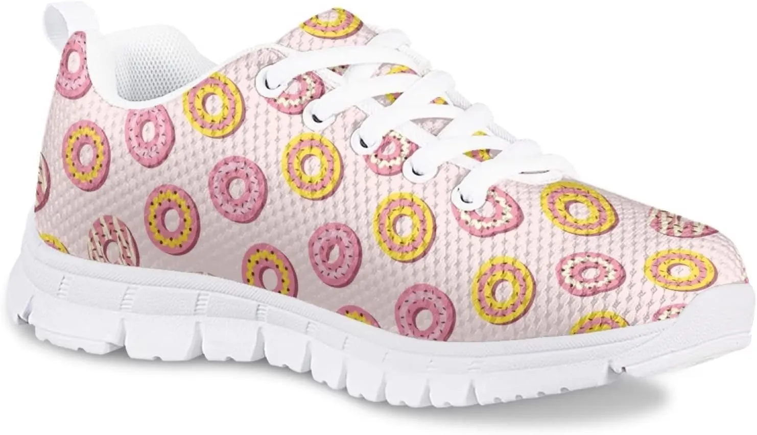 Tennis Shoes for Kids Girls Lightweight Running Sneakers Breathable Mesh Comfy Cute Print Walking Shoes