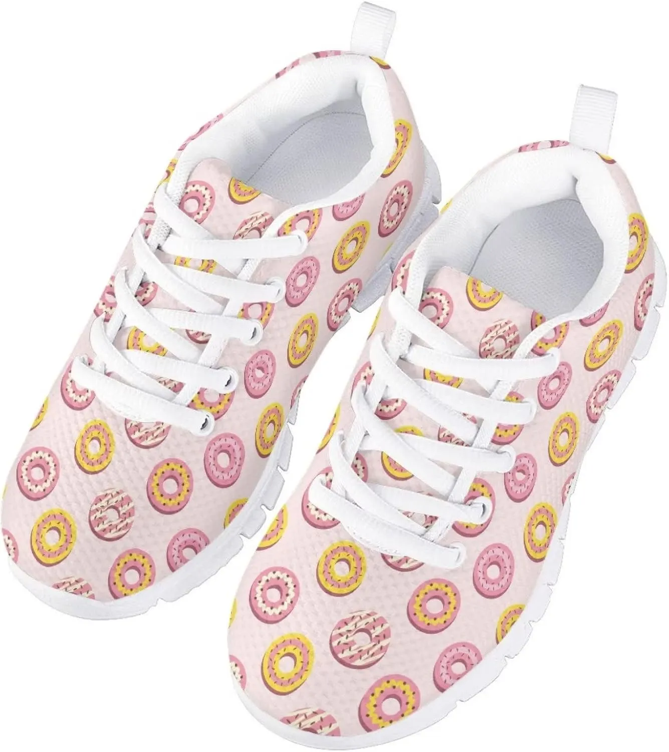 Tennis Shoes for Kids Girls Lightweight Running Sneakers Breathable Mesh Comfy Cute Print Walking Shoes