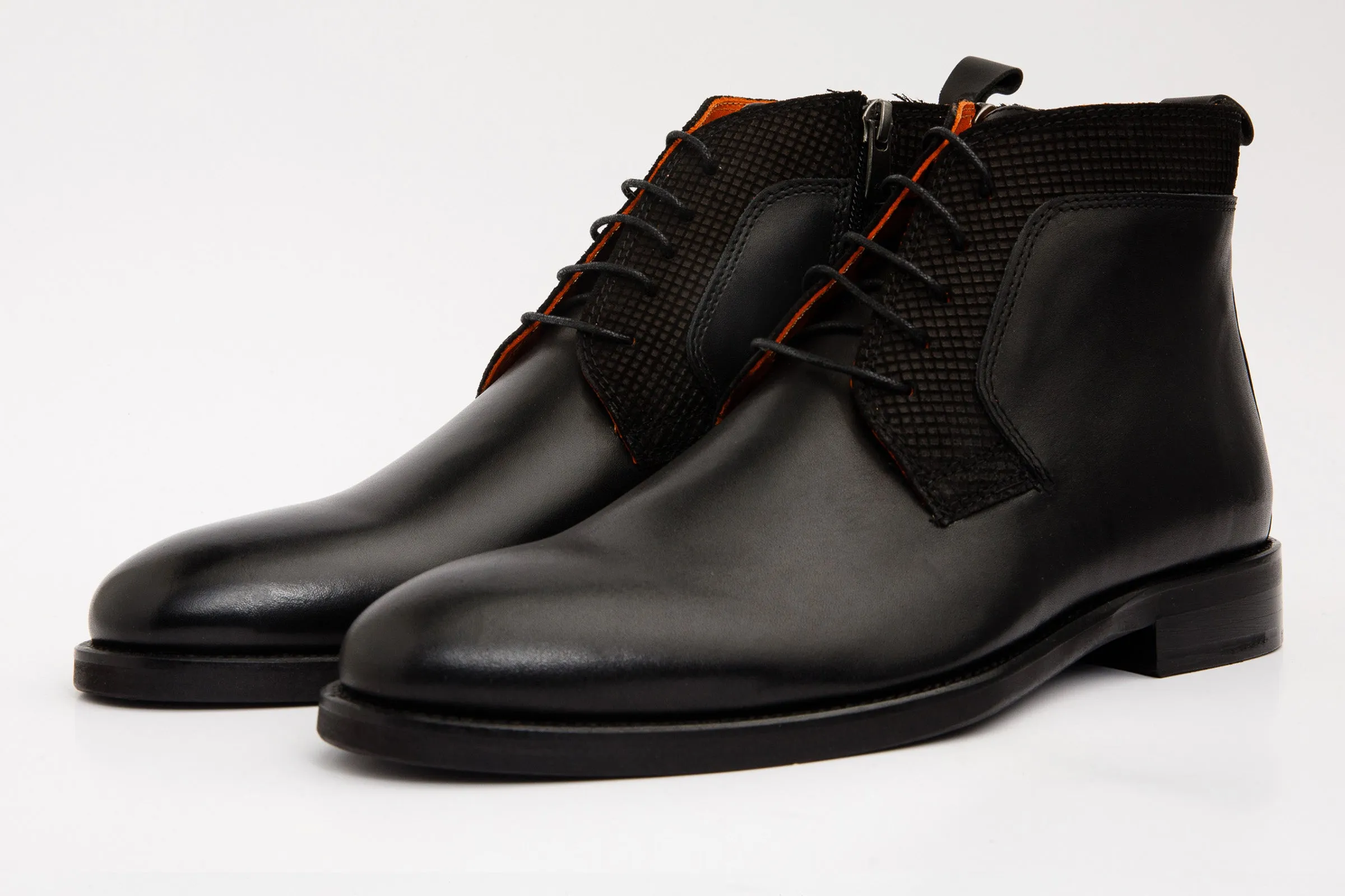 The Romto Black Leather Derby Lace-Up Men Boot With a Zipper Final Sale!