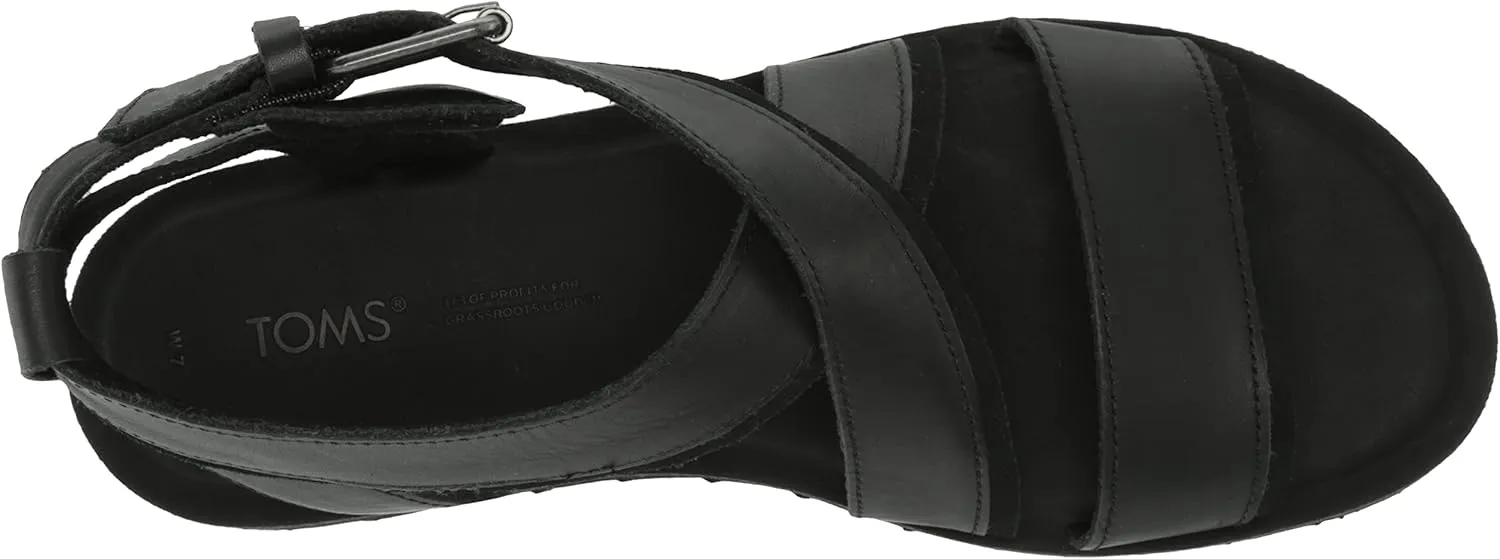 TOMS Womens Sidney Tread Snow Leopard Ankle Strap Casual Sandals Casual - Black, Off White
