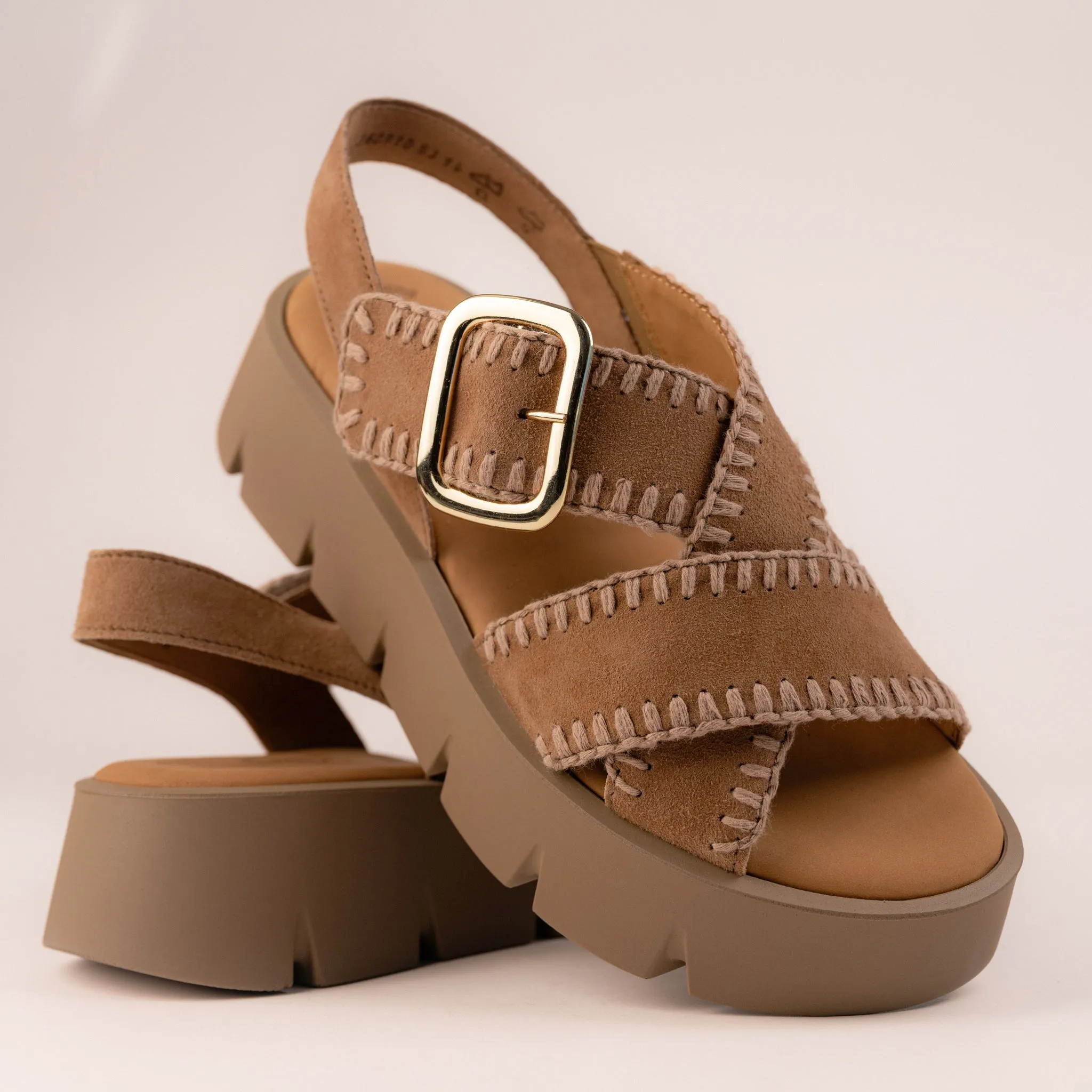 WHIPSTITCH PLATFORM - TAN - LEATHER