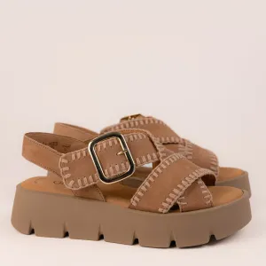 WHIPSTITCH PLATFORM - TAN - LEATHER