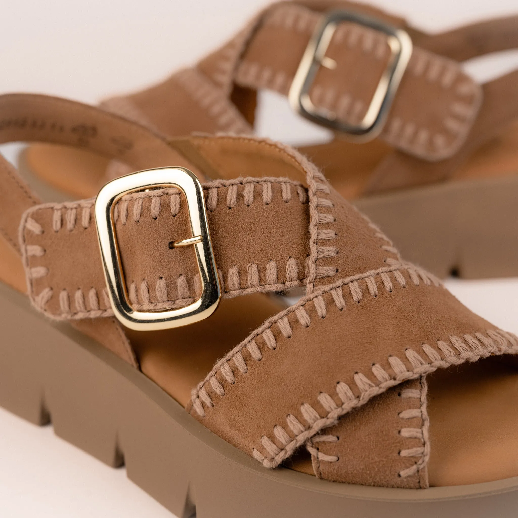 WHIPSTITCH PLATFORM - TAN - LEATHER