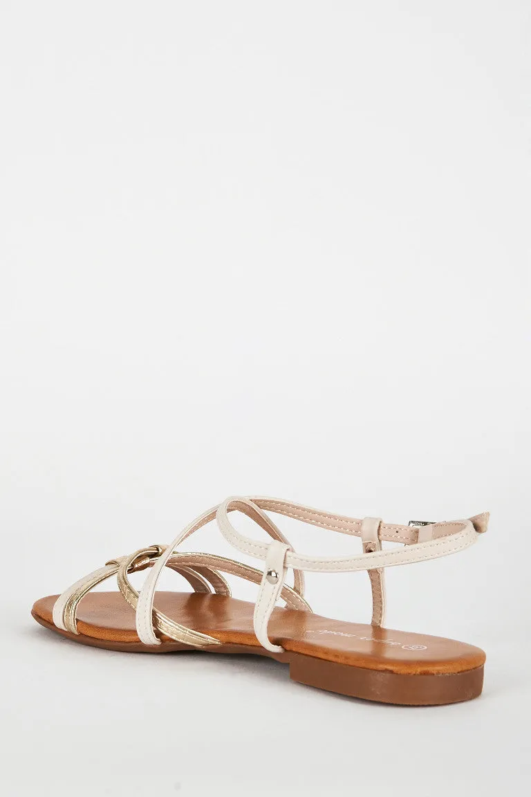 White Criss Cross Caged Sandal