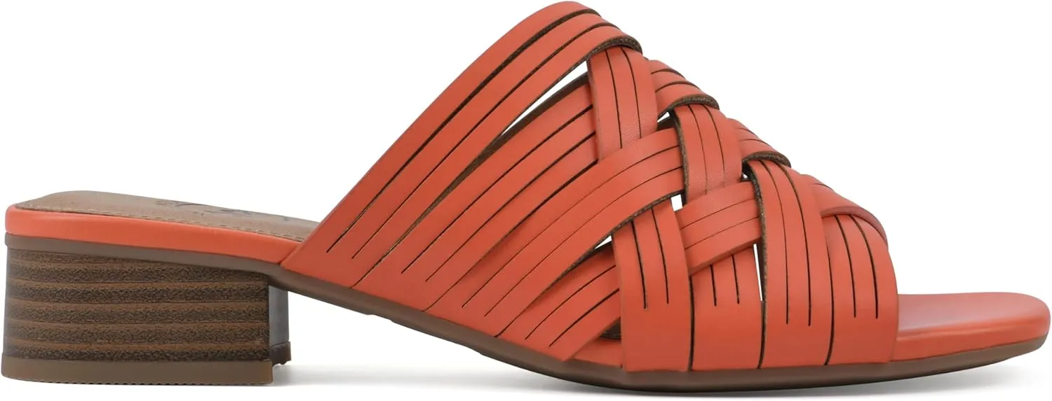 WHITE MOUNTAIN Women's Alluvia Low Block Heel Woven Sandal