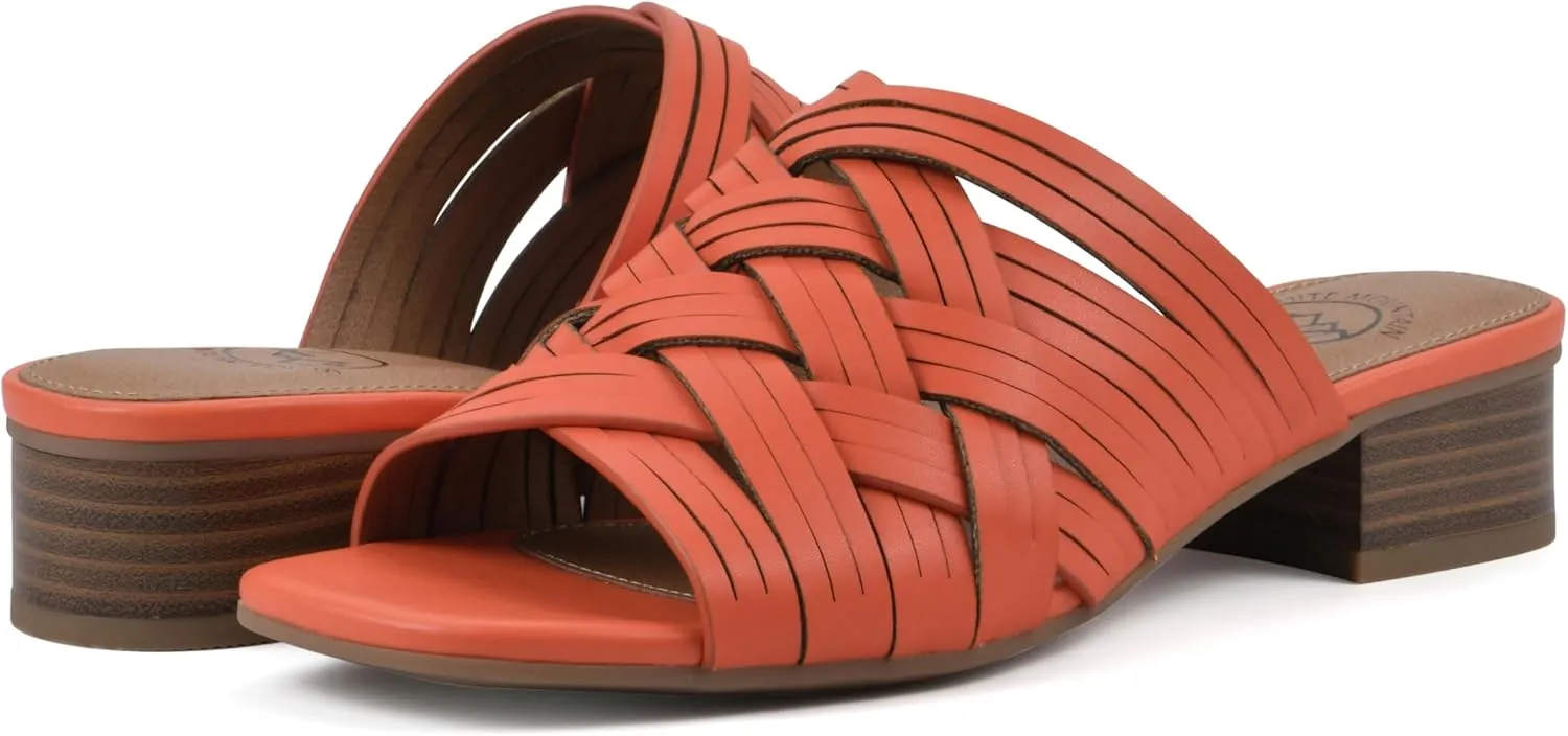 WHITE MOUNTAIN Women's Alluvia Low Block Heel Woven Sandal