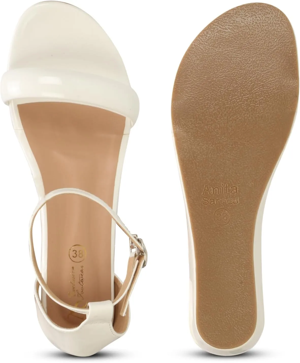 Women's Ankle Strap Low Wedge Heel Sandals | Open Toe Cushion Comfort Dress Sandals for Casual & Party Wear