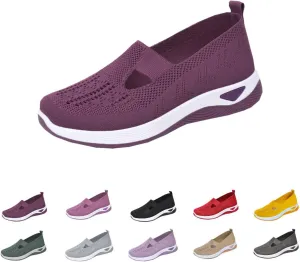 Women's Comfortable Breathable Knitted Sneakers,Women's Woven Orthopedic Breathable Soft Shoes,Hands Free Slip in Sneakers Arch Support