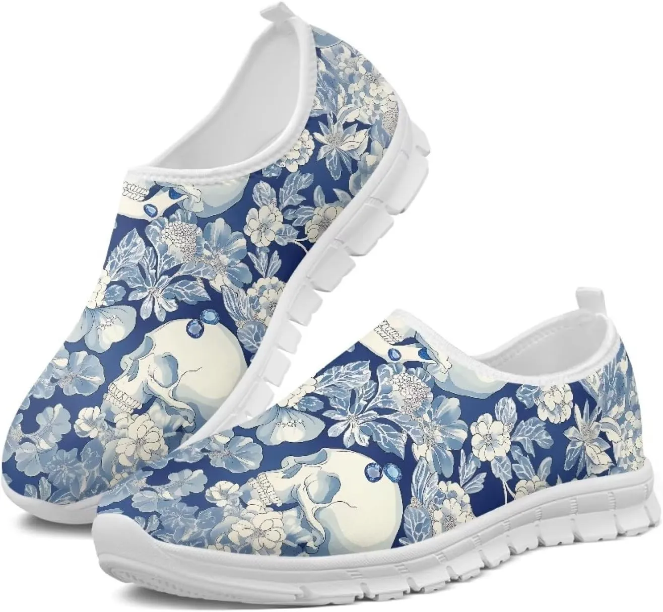 Women's Floral Print Sneaker Casual Low-Top Comfortable Outdoor Shoes Breathable Slip On Anti-Skid Tennis Sneaker for Ladies US 5.5-11.5