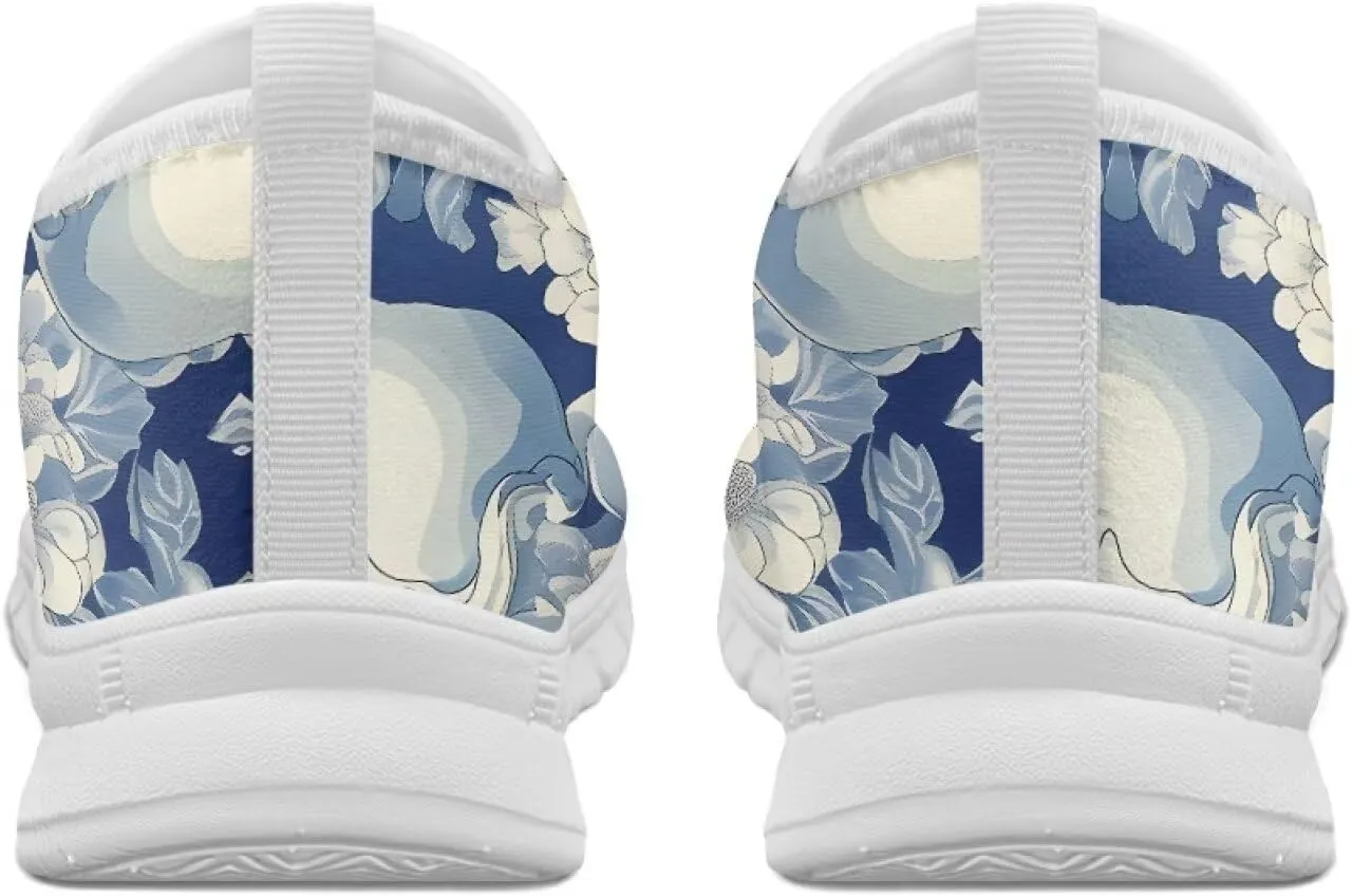 Women's Floral Print Sneaker Casual Low-Top Comfortable Outdoor Shoes Breathable Slip On Anti-Skid Tennis Sneaker for Ladies US 5.5-11.5
