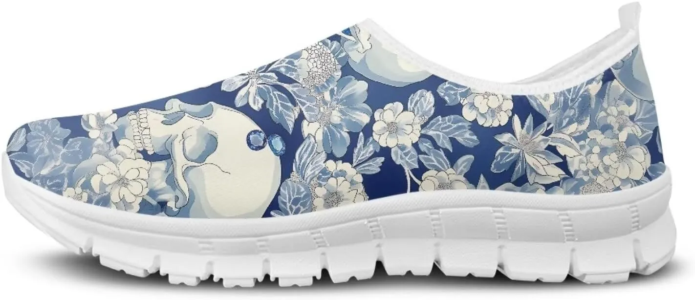 Women's Floral Print Sneaker Casual Low-Top Comfortable Outdoor Shoes Breathable Slip On Anti-Skid Tennis Sneaker for Ladies US 5.5-11.5