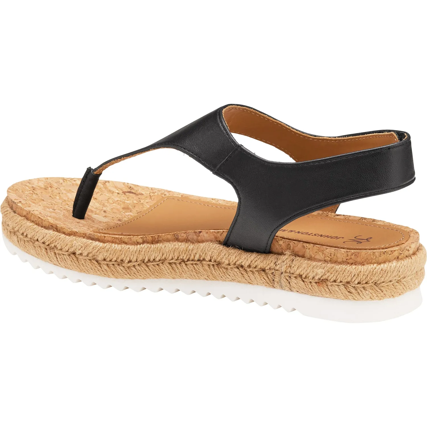 Women's Johnston & Murphy Michelle Thong Black Nappa Leather