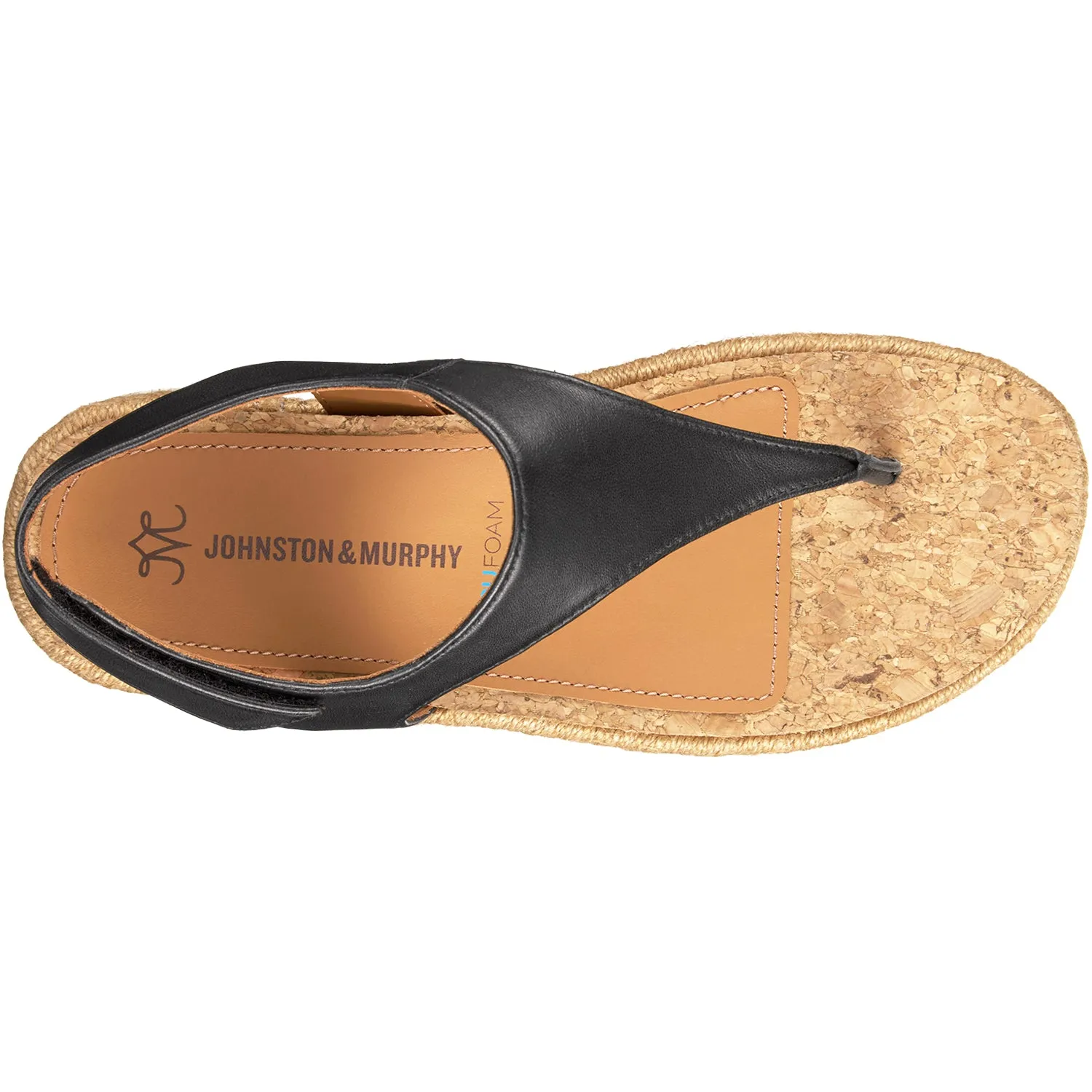 Women's Johnston & Murphy Michelle Thong Black Nappa Leather