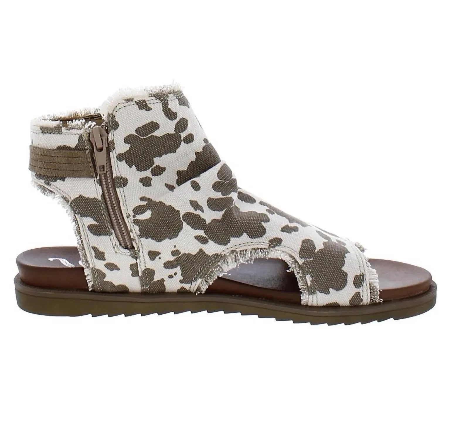 Women's Libra Cow Zip Side Open Toe Sandal In Brown