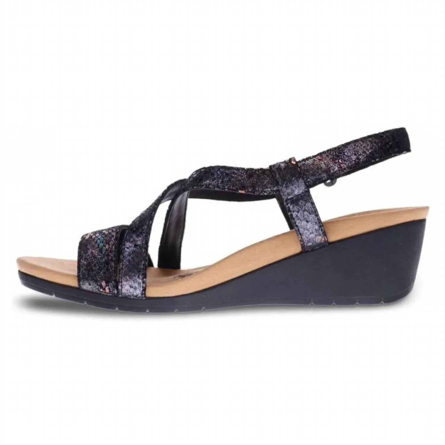 Women's Luxor Wedge Sandal In Black Metallic Python