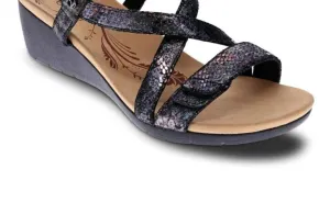 Women's Luxor Wedge Sandal In Black Metallic Python