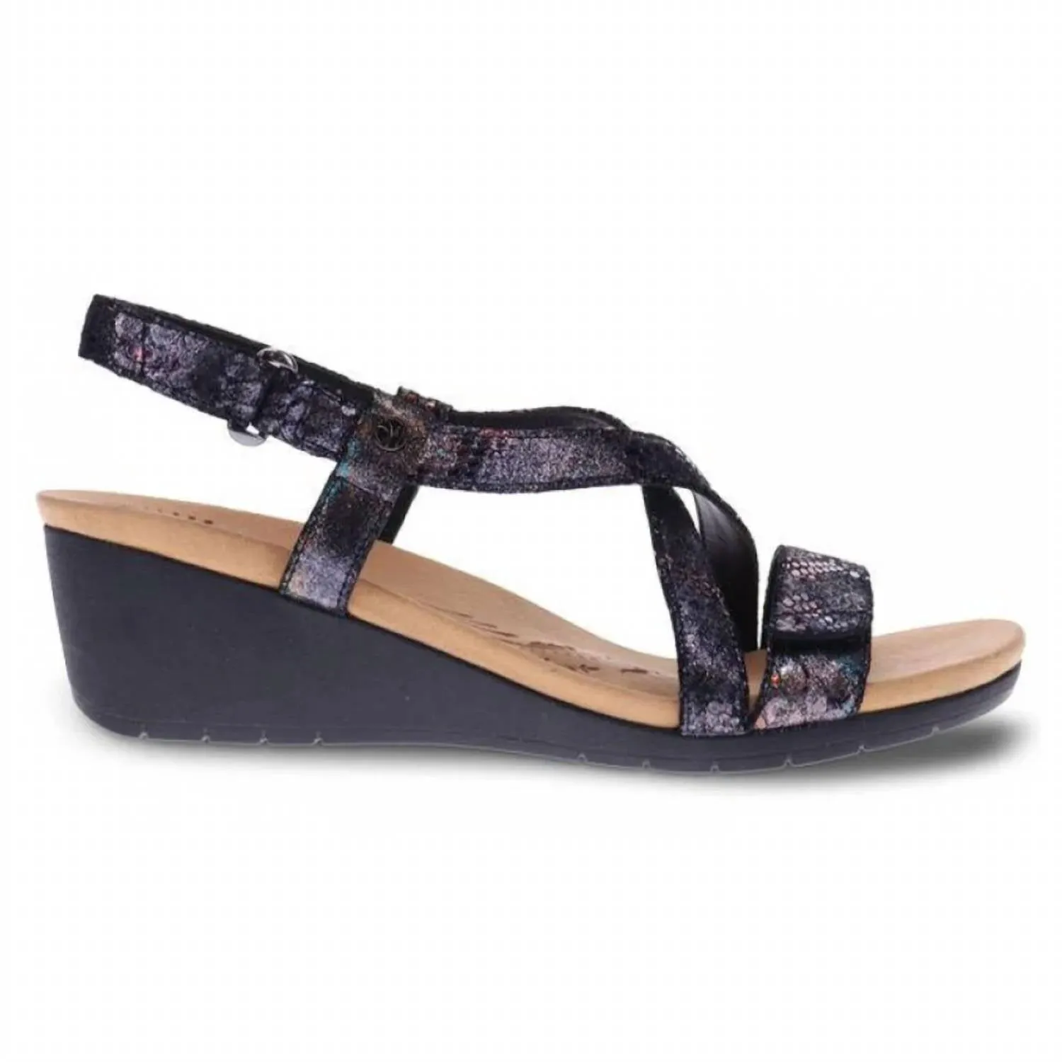 Women's Luxor Wedge Sandal In Black Metallic Python
