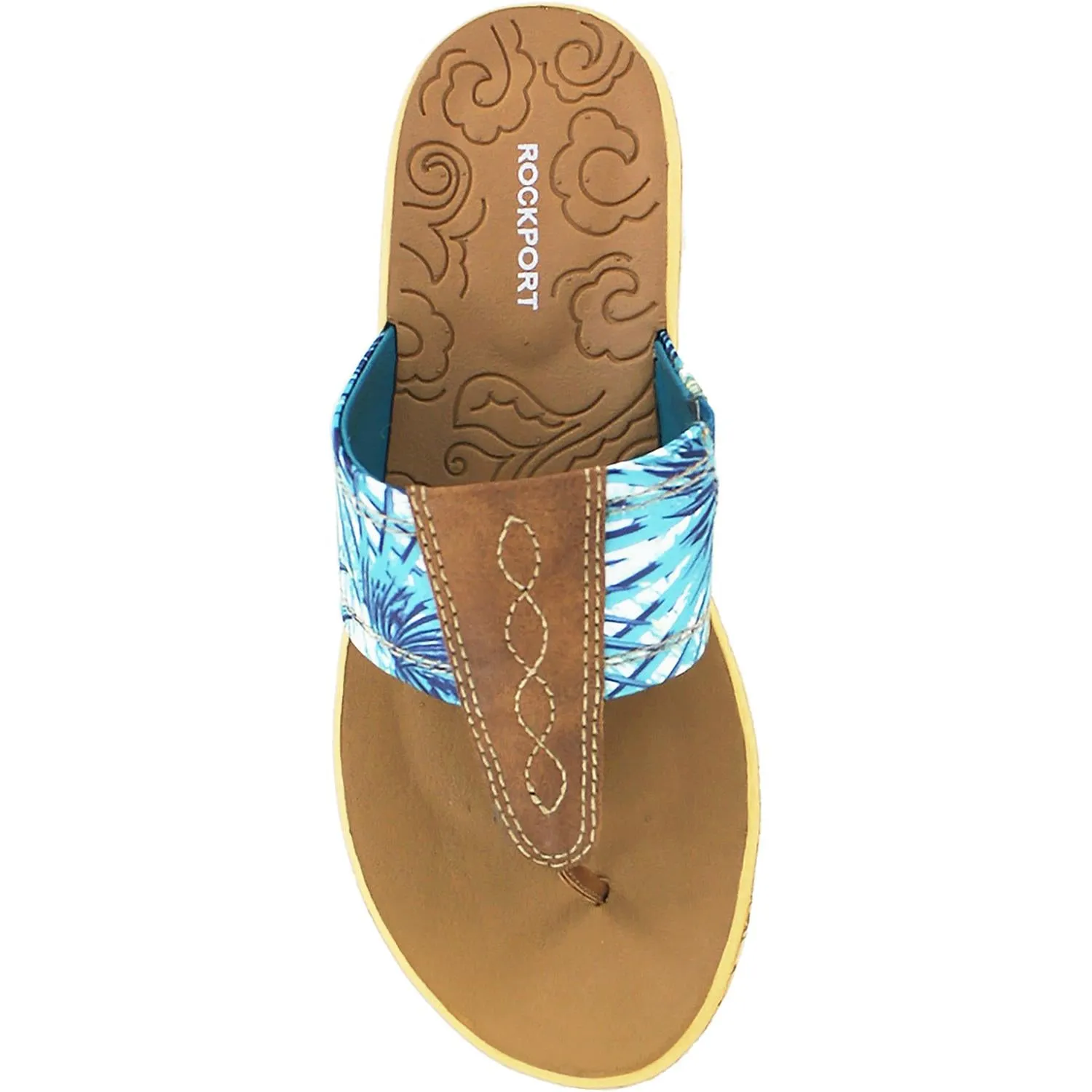 Women's Rockport Weekend Casuals Lanea Thong Teal Floral Leather