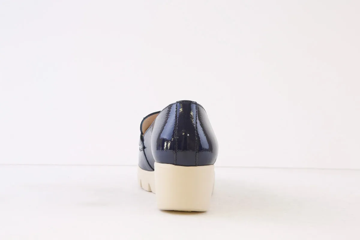 WONDERS - C-33311 LOW WEDGE LOAFER - NAVY PATENT