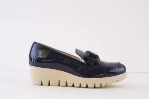 WONDERS - C-33311 LOW WEDGE LOAFER - NAVY PATENT