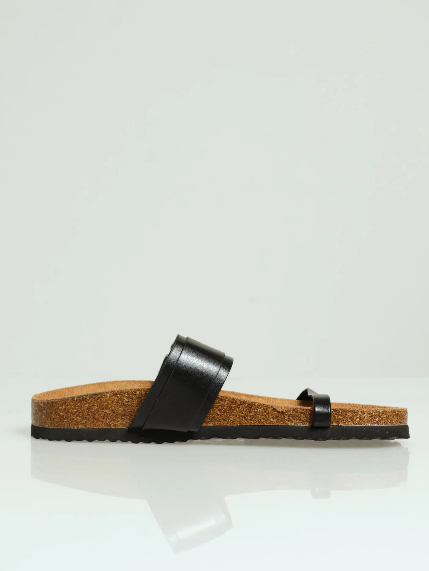 X-Double Strap Sandal With Single Buckle - Black