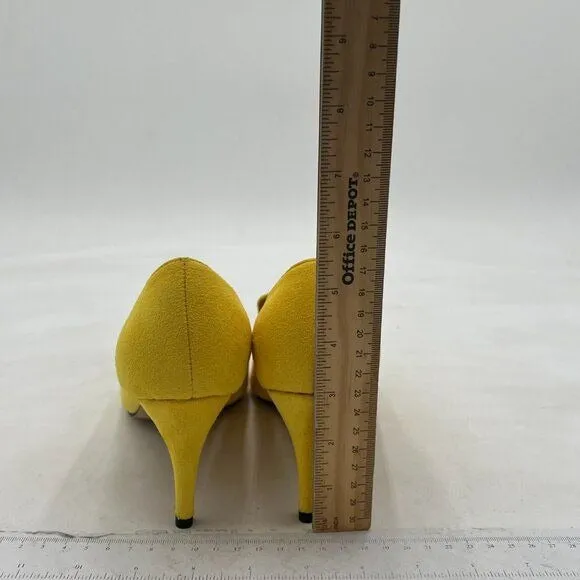 YDN Women's Mid Heels Slip on Loafer Stilettos Pumps Pointy Toe Slide Suede Prom