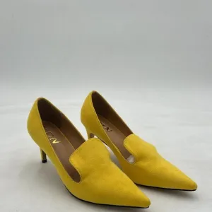 YDN Women's Mid Heels Slip on Loafer Stilettos Pumps Pointy Toe Slide Suede Prom