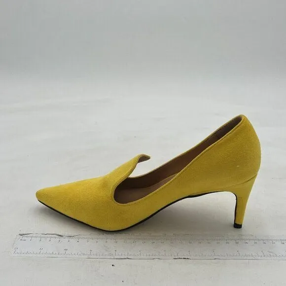 YDN Women's Mid Heels Slip on Loafer Stilettos Pumps Pointy Toe Slide Suede Prom