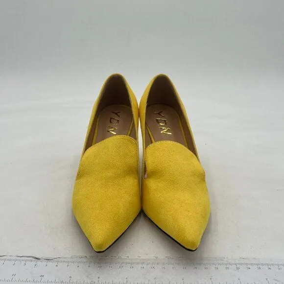 YDN Women's Mid Heels Slip on Loafer Stilettos Pumps Pointy Toe Slide Suede Prom